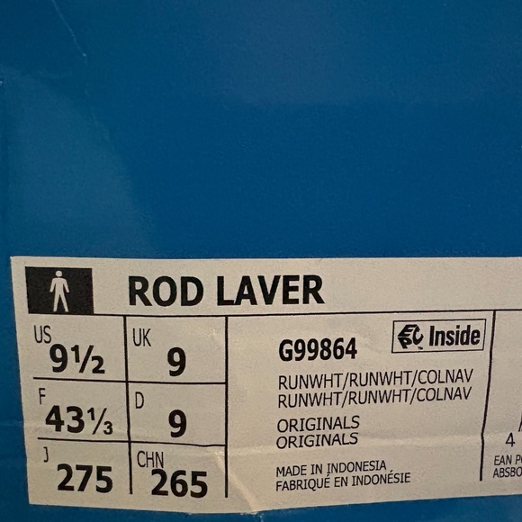 Adidas Originals Off White Rod Laver Trainers - New w Tags - Picture 10 of 10